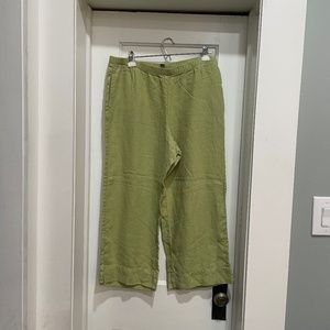 J. Jill Love Linen High Rise Cropped Pants Large  Green